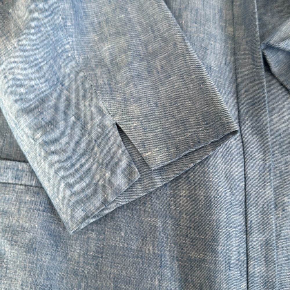 🪻Talbots Woman blue linen open front jacket with 3/4 sleeves. Size 14W. - Picture 6 of 11